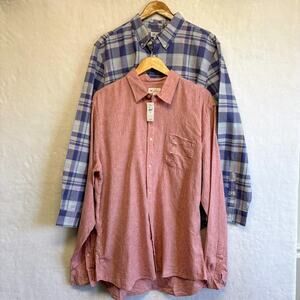 GAP Long Sleeve Button Down Shirts(2) Mens Size XL - Blue Plaid & Red Linen